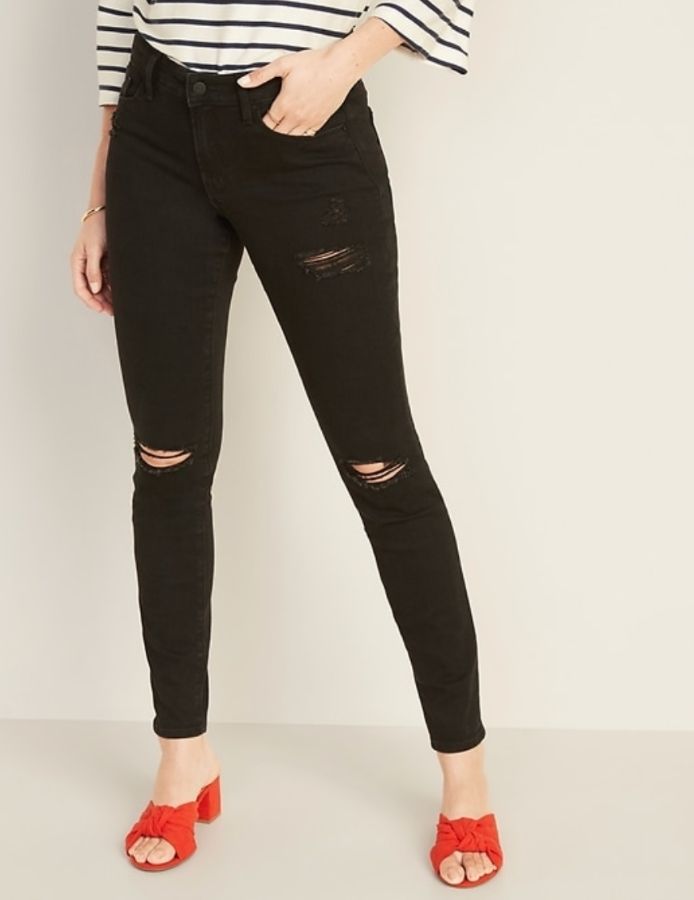 Mid-Rise Distressed Jeans